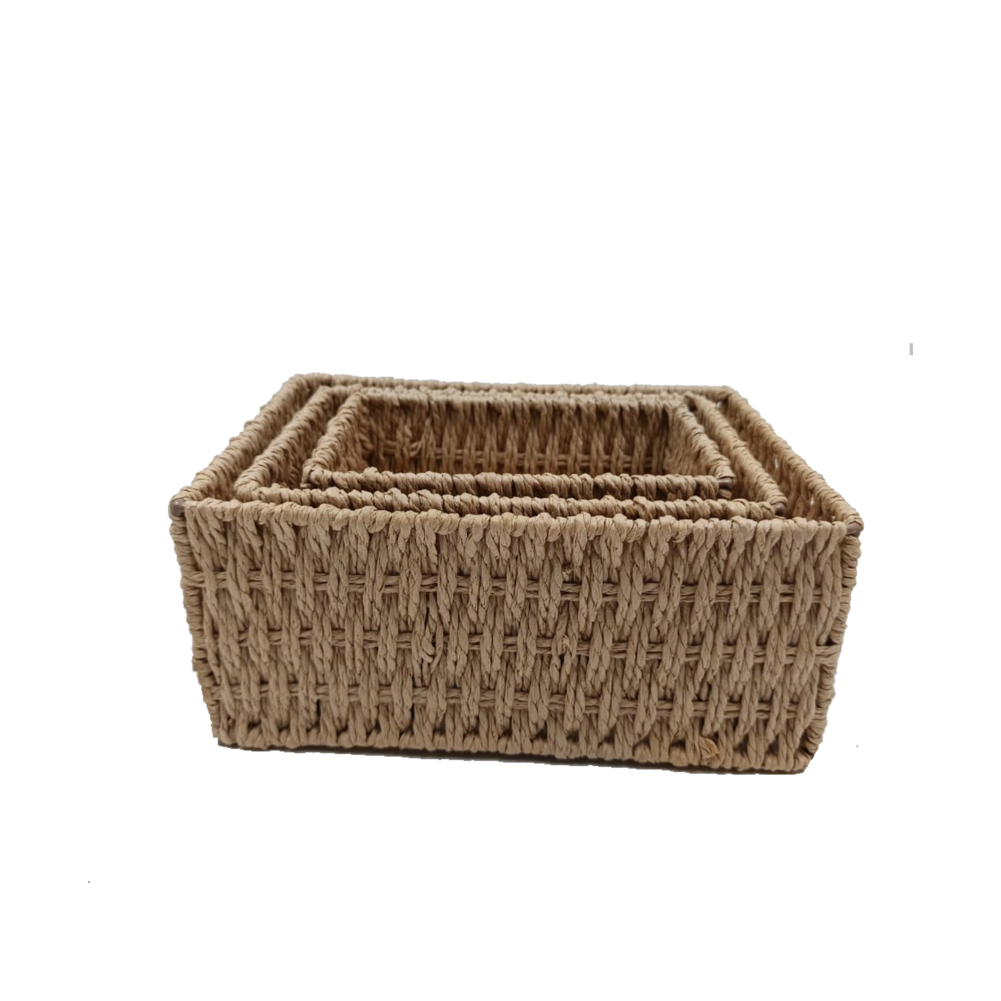 Wired Twisted Paper Frame Basket - Light Brown