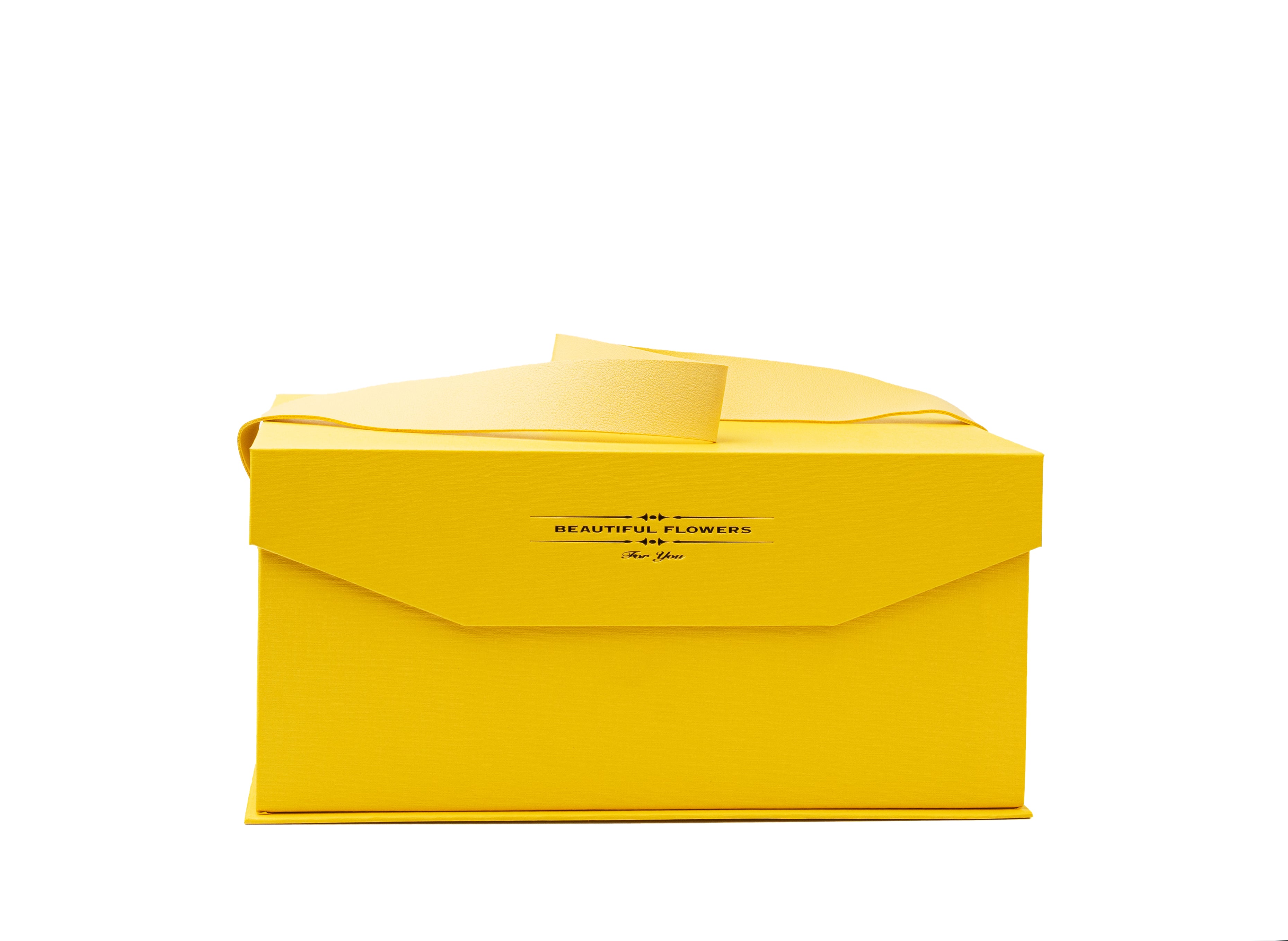 Yellow Rectangular Magnetic Rigid Gift Box with PU handle