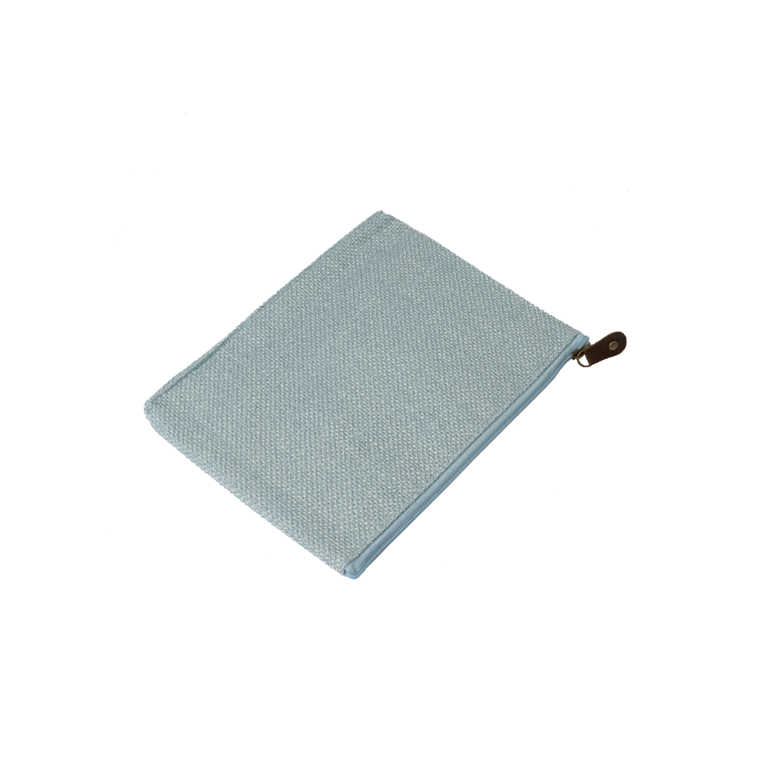 BLUE COTTON ZIPPER POUCH