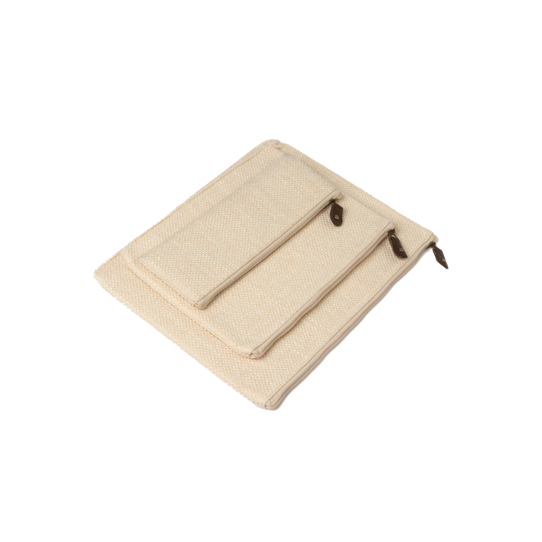 CREAM COTTON ZIPPER POUCH