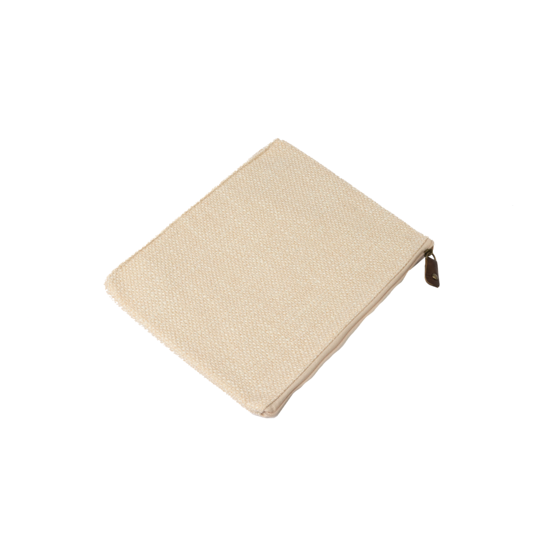 CREAM COTTON ZIPPER POUCH