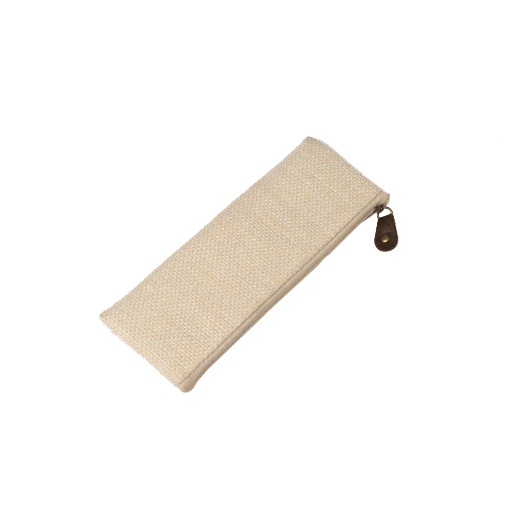 CREAM COTTON ZIPPER POUCH