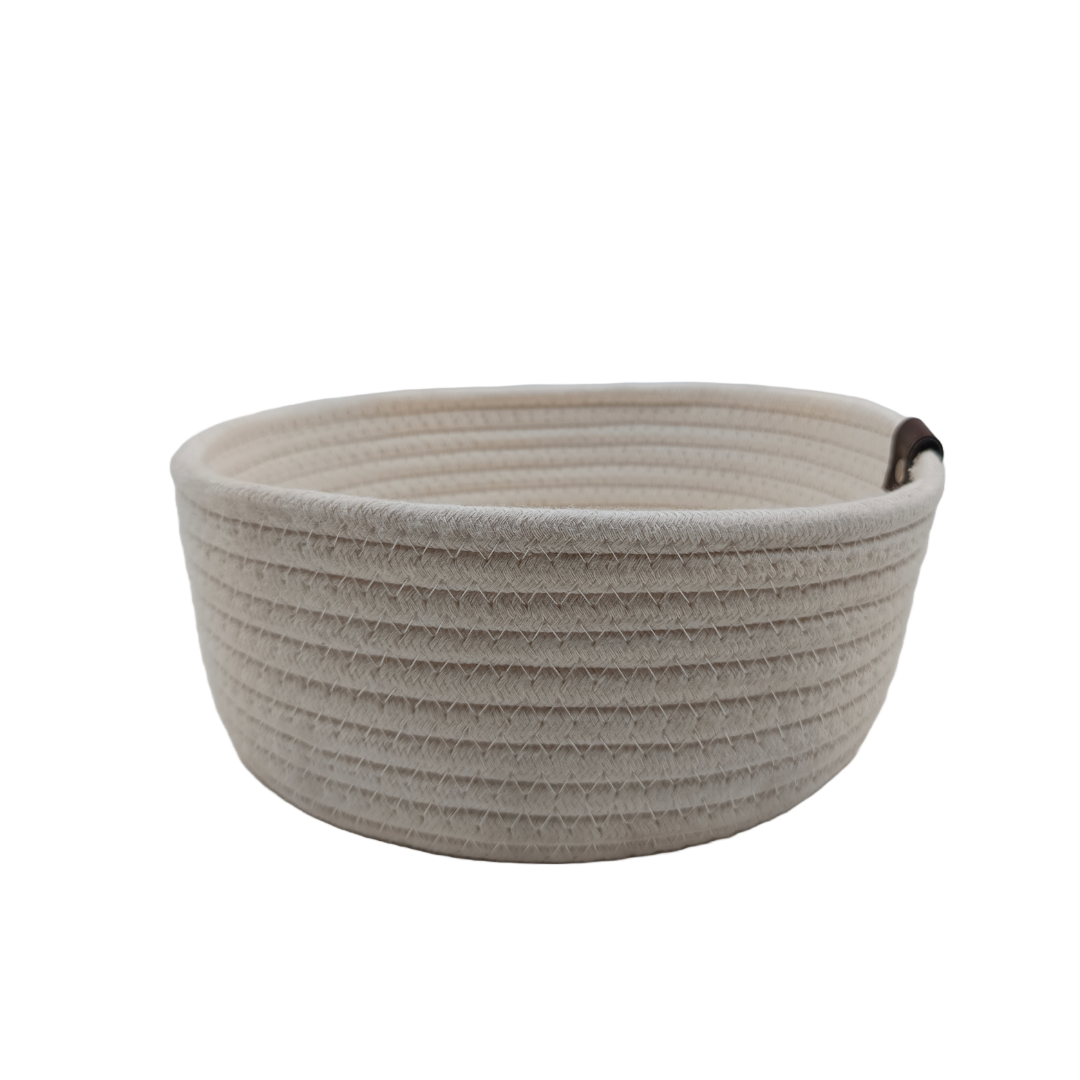 Twisted Round Cotton Storage Basket White