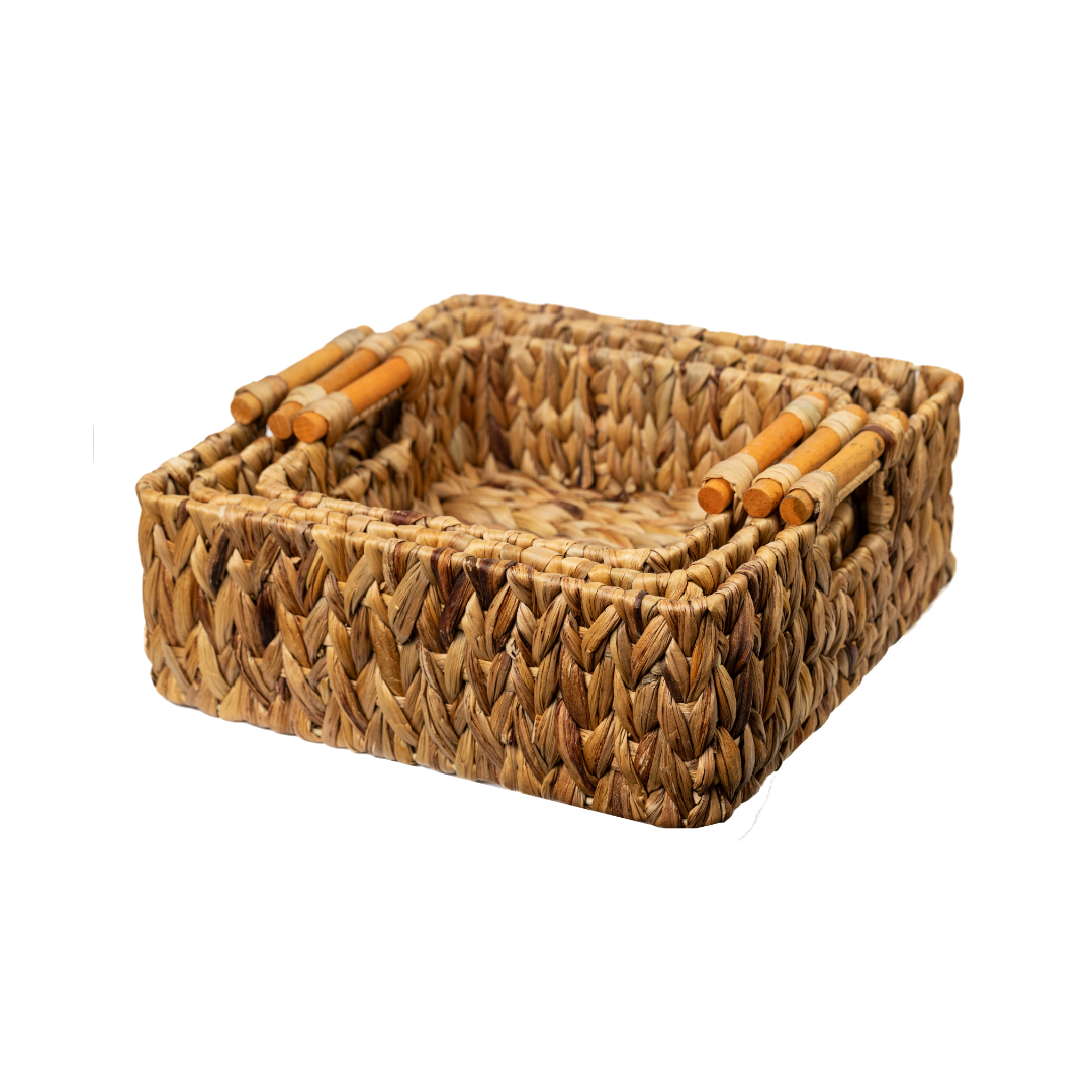 Water Hyacinth Storage Basket with Handle