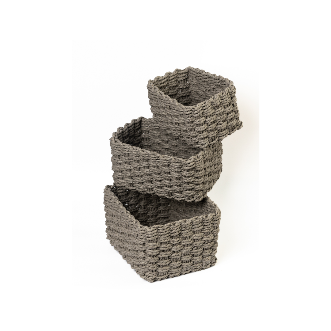 Grey twisted Paper Woven Storage basket