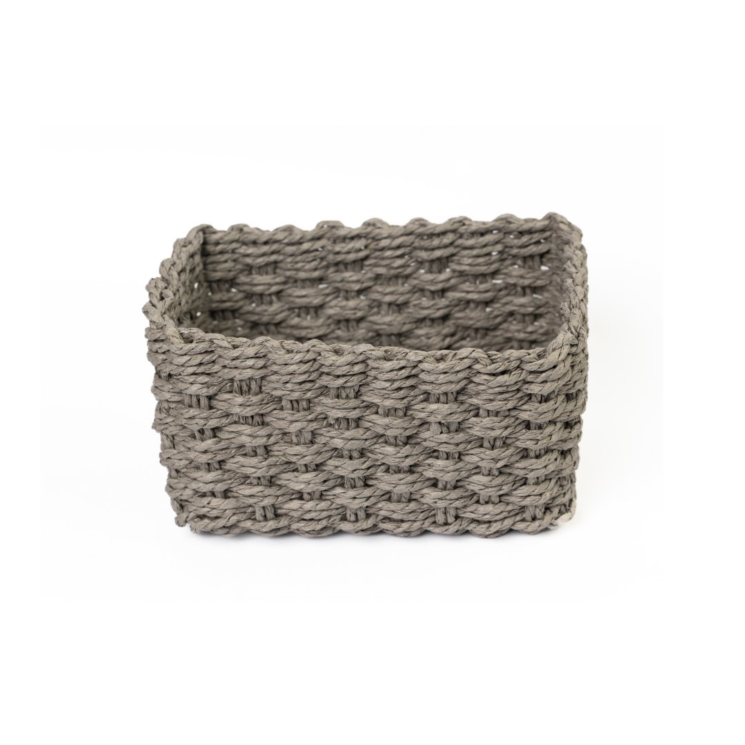 Grey twisted Paper Woven Storage basket