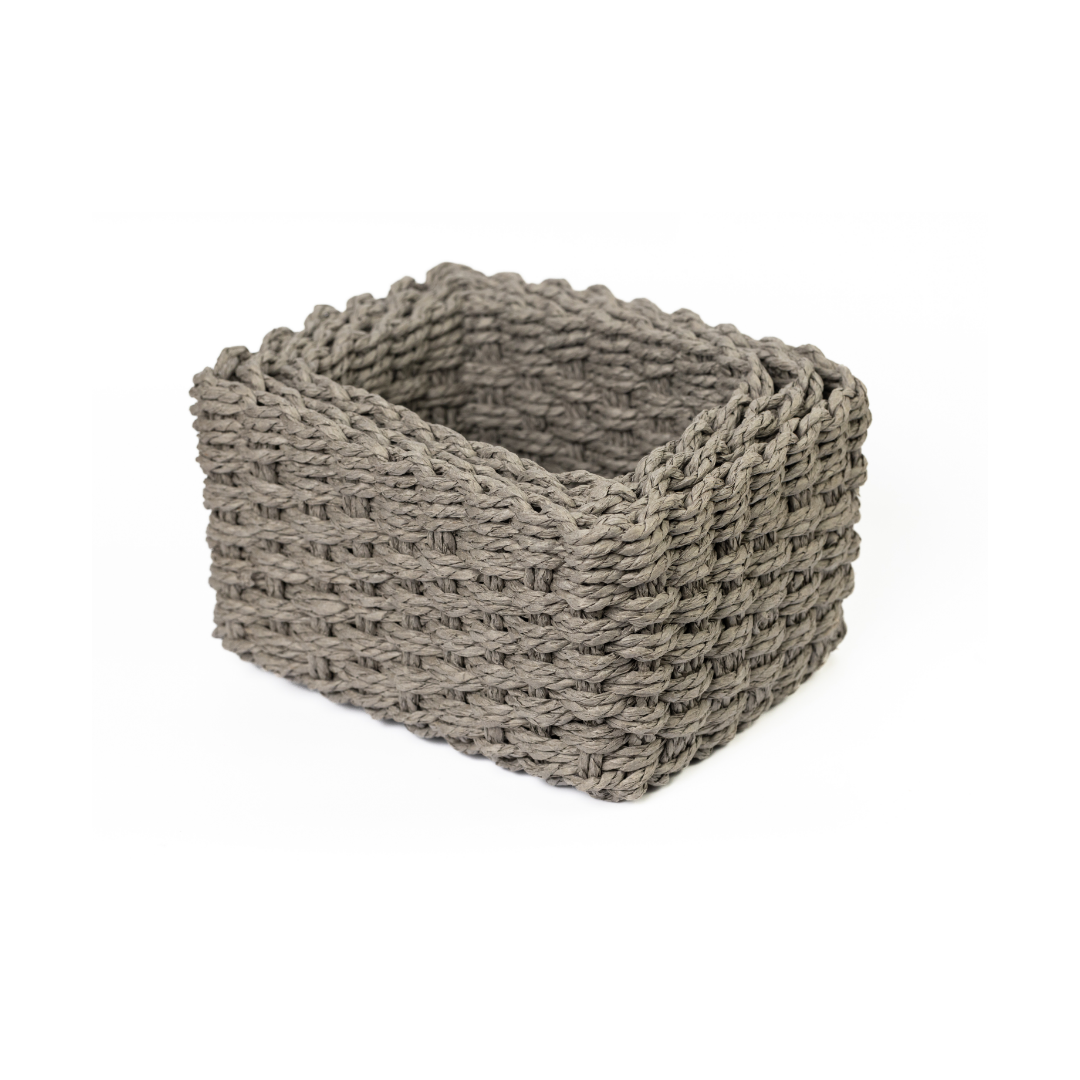 Grey twisted Paper Woven Storage basket