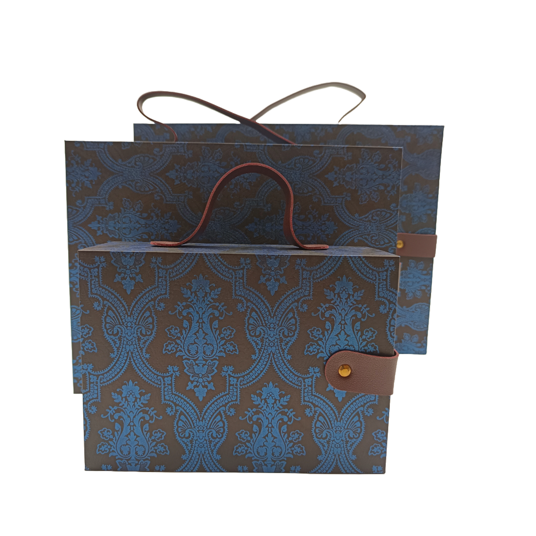 Blue Metallic Motif Gift Box