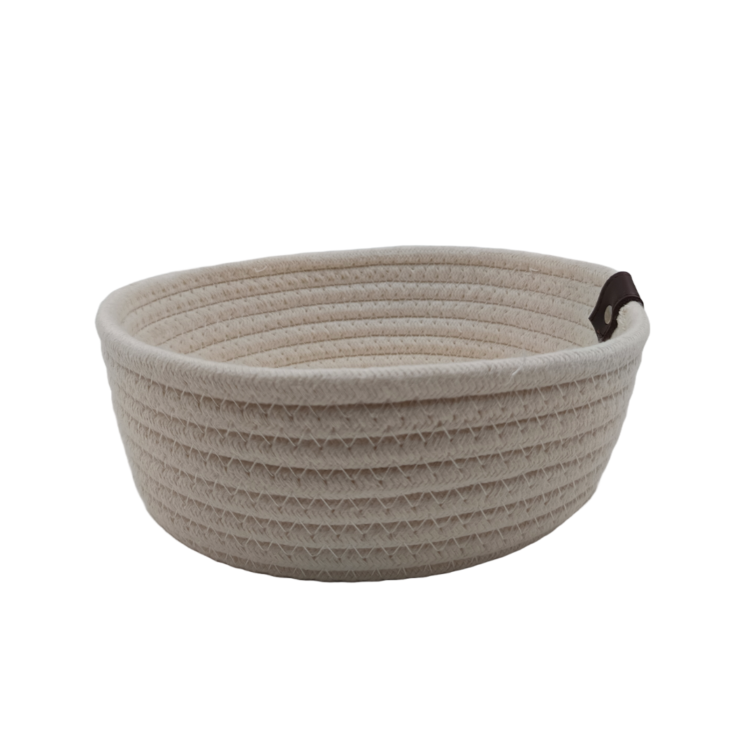 Twisted Round Cotton Storage Basket White