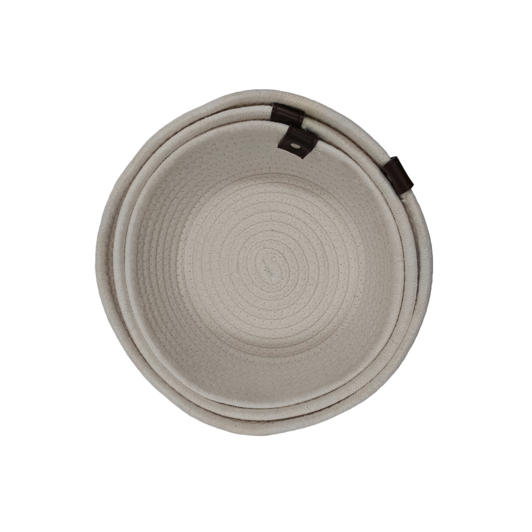 Twisted Round Cotton Storage Basket White