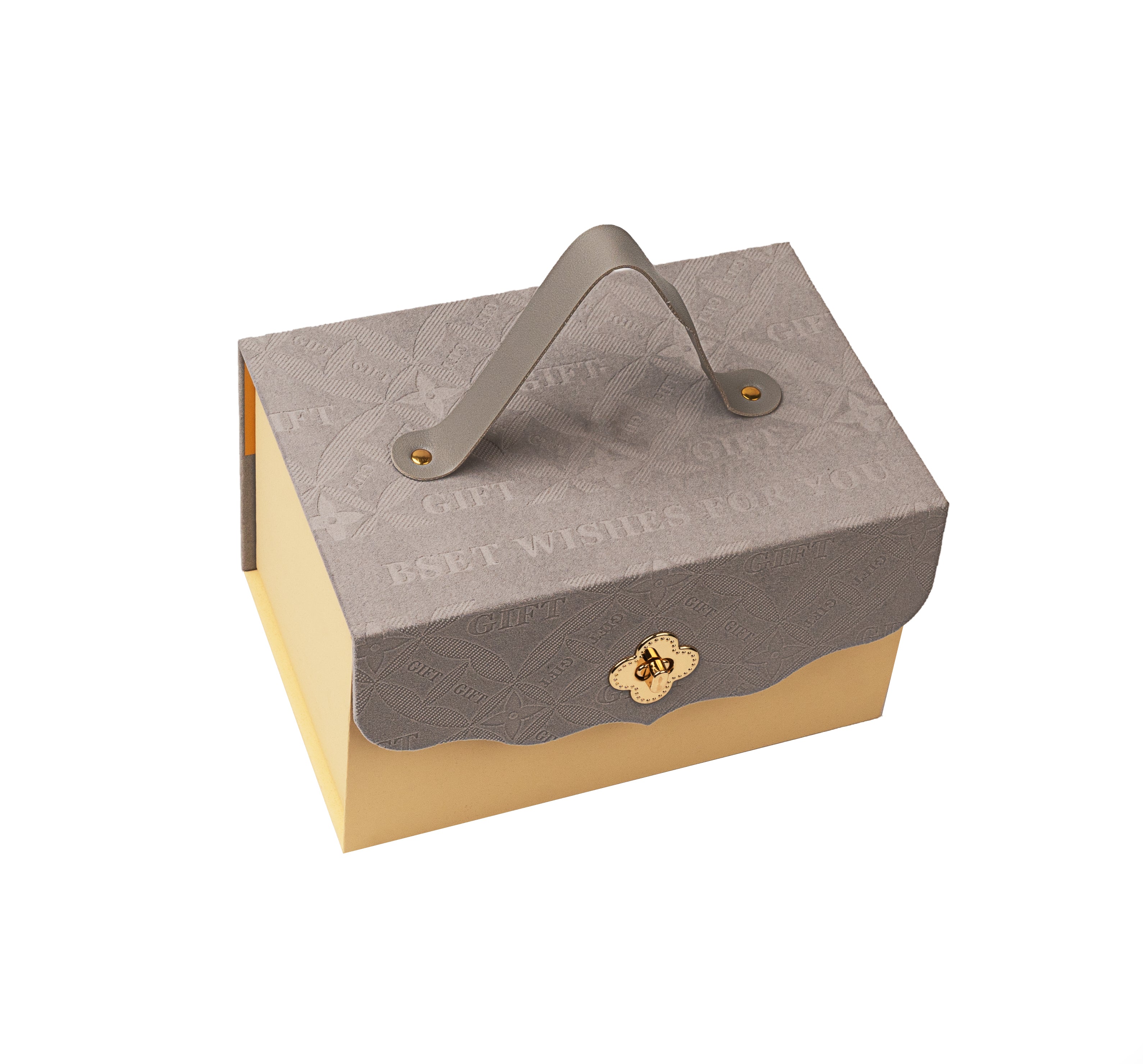 Gray Velvet Gift Box with Handle