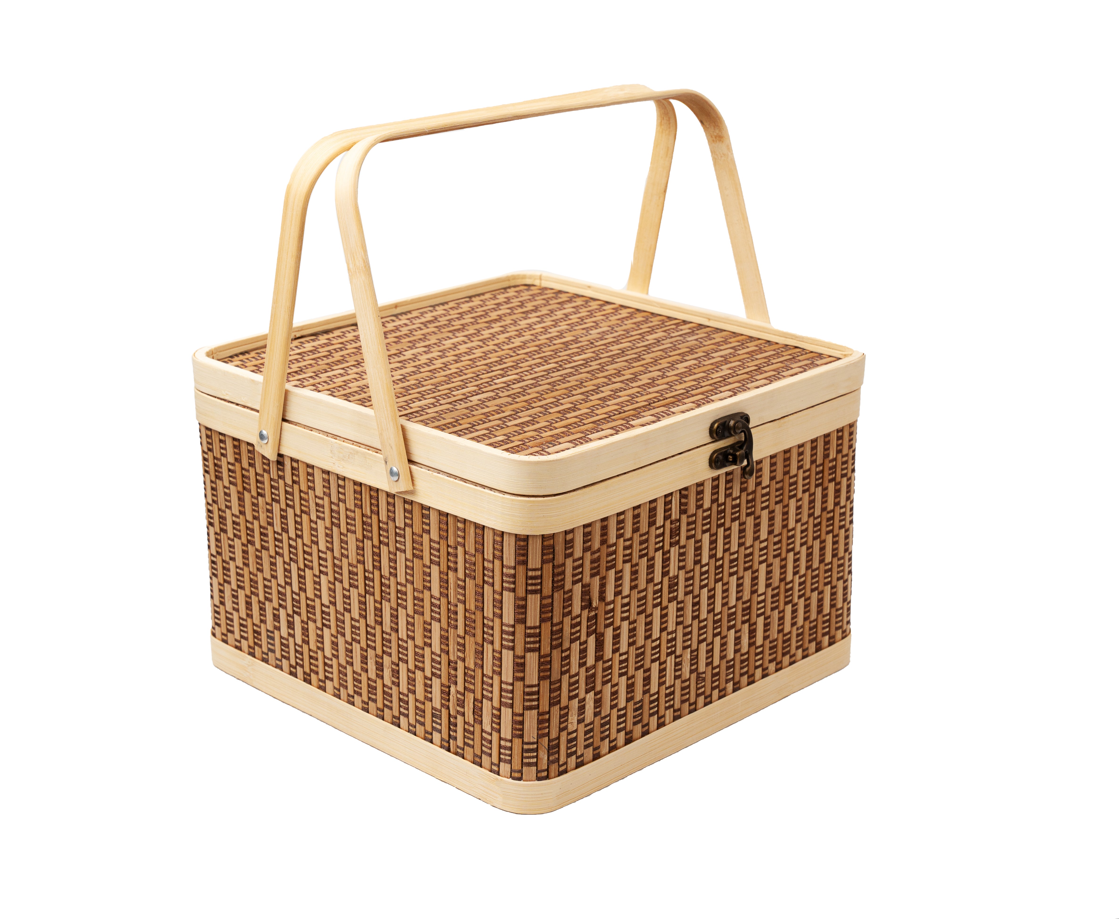 Bamboo Basket Box with Handle for Picnic, Storage & Eco-friendly Gift Packaging
