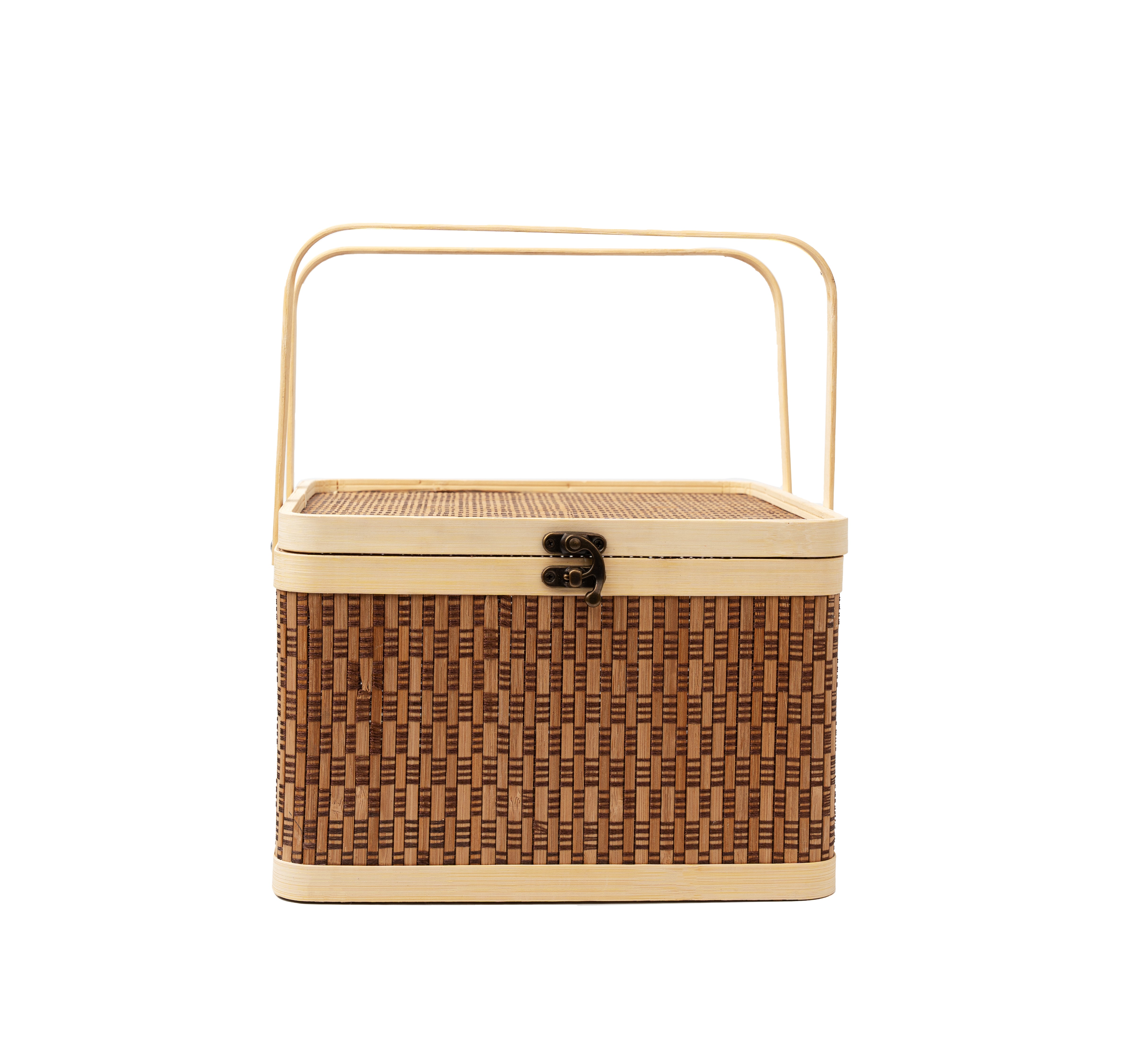 Bamboo Basket Box with Handle for Picnic, Storage & Eco-friendly Gift Packaging