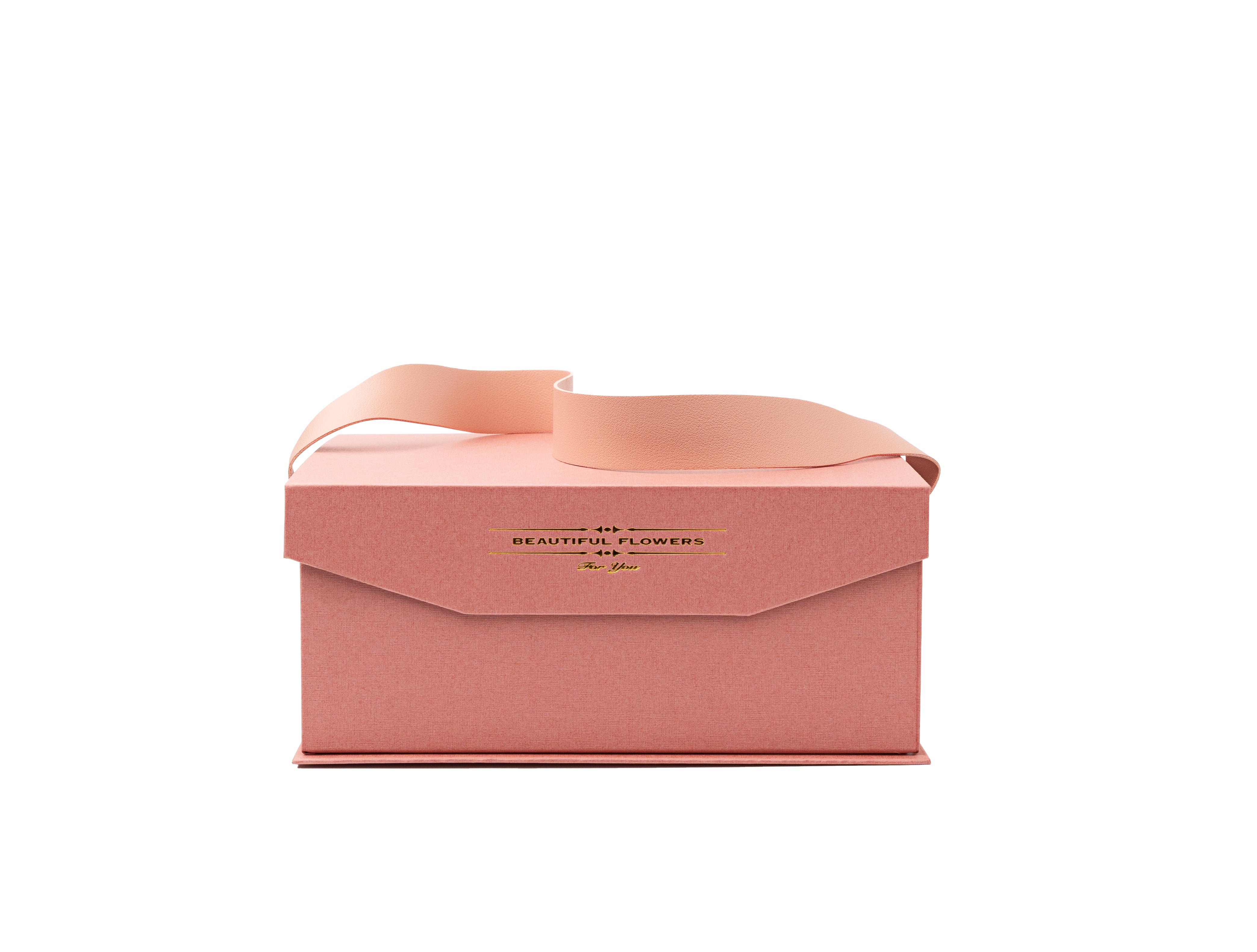 Pink Rectangular Magnetic Flap Rigid Gift Box with PU handle