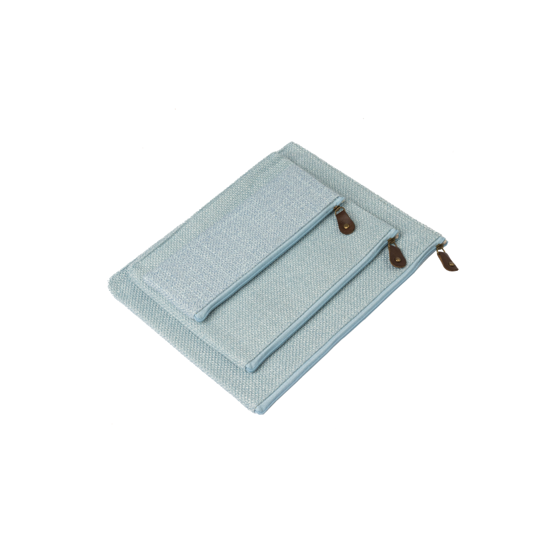 BLUE COTTON ZIPPER POUCH
