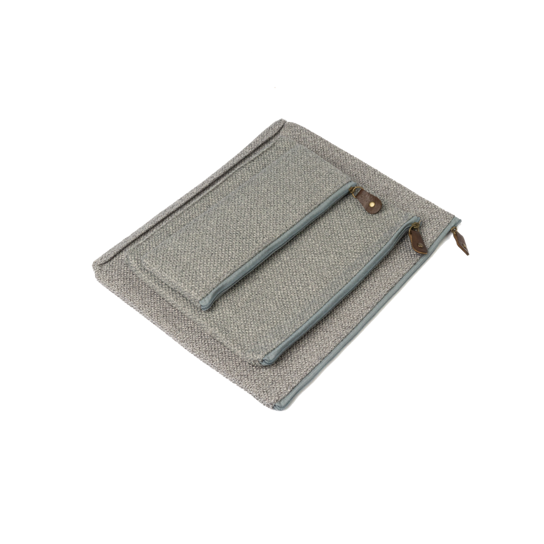 GREY COTTON ZIPPER POUCH
