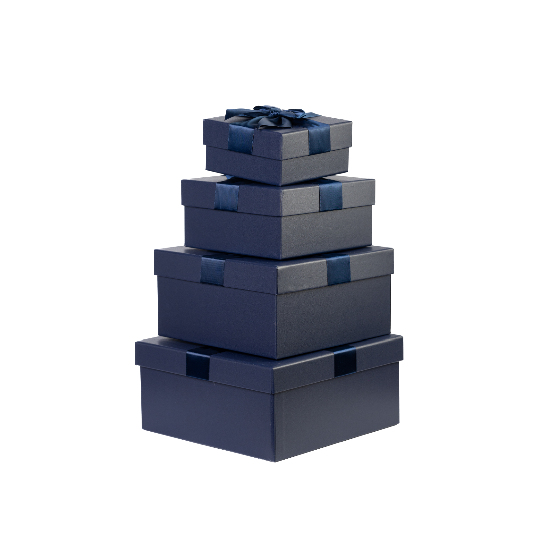 Navy Blue White Gift Box