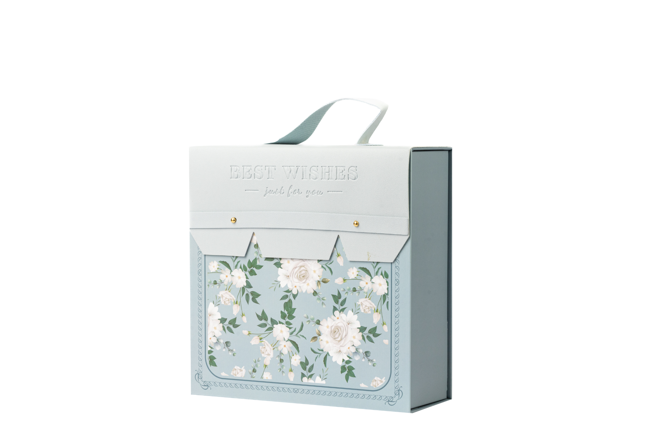 Grey Blue Floral Print Box