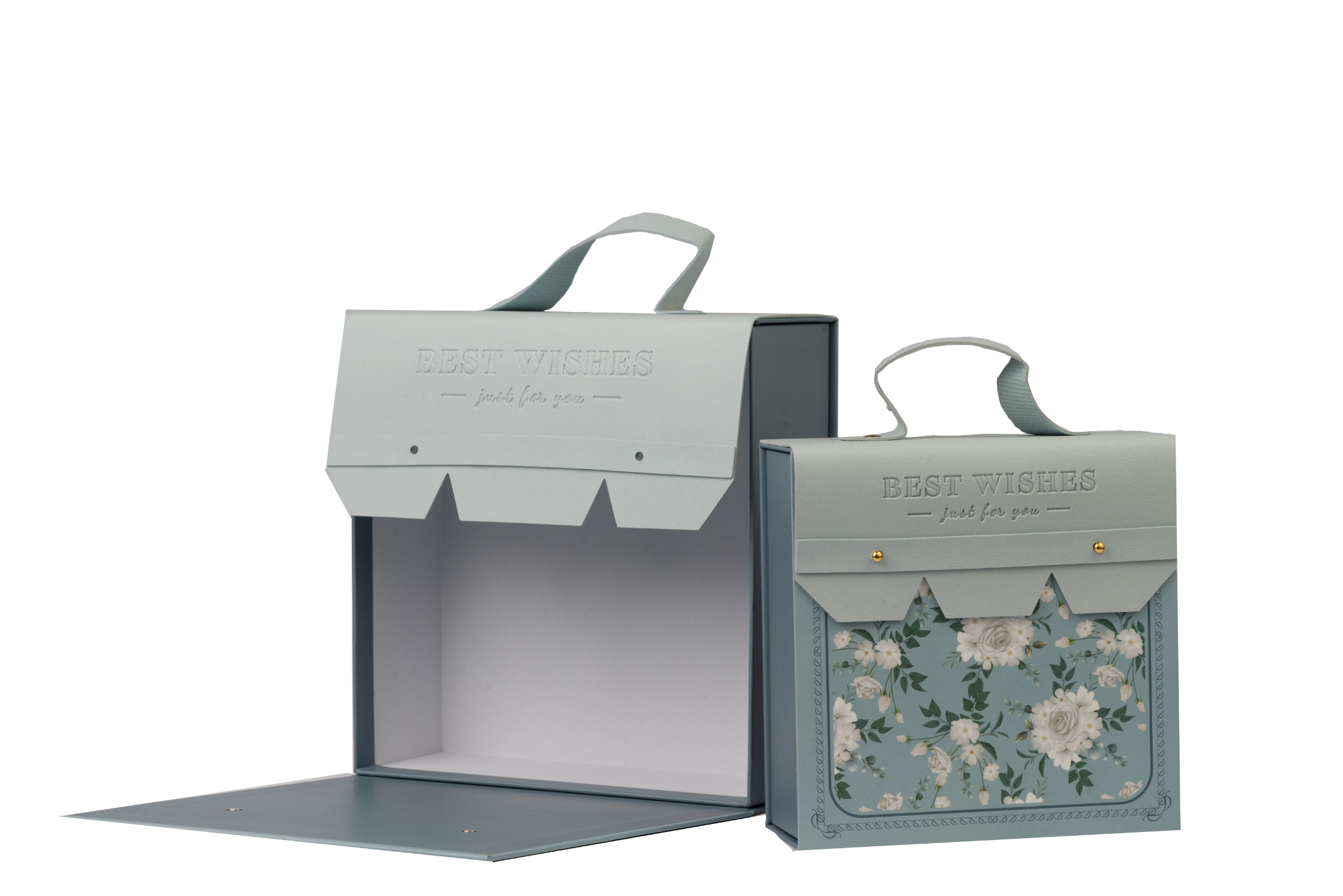 Grey Blue Floral Print Box